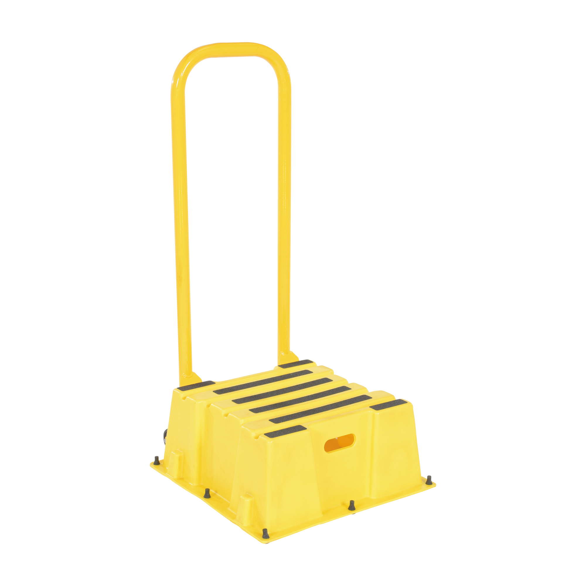 Vestil Polyethylene Step Stool - 1 Step, 500-Lb. Capacity, Handrails, Casters, Yellow, Model# SPN-1-YL-HR-PO